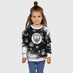 Свитшот детский Манчестер сити снежинки новый год, цвет: 3D-белый — фото 2