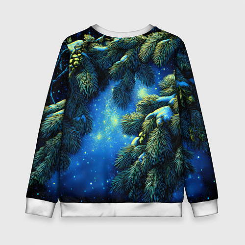 Детский свитшот Новогодние ветки елки / 3D-Белый – фото 2