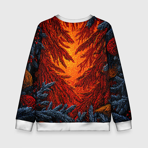 Детский свитшот Новогодние ветки елок / 3D-Белый – фото 2