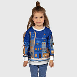 Свитшот детский Синяя новогодняя елочка во дворе, цвет: 3D-белый — фото 2