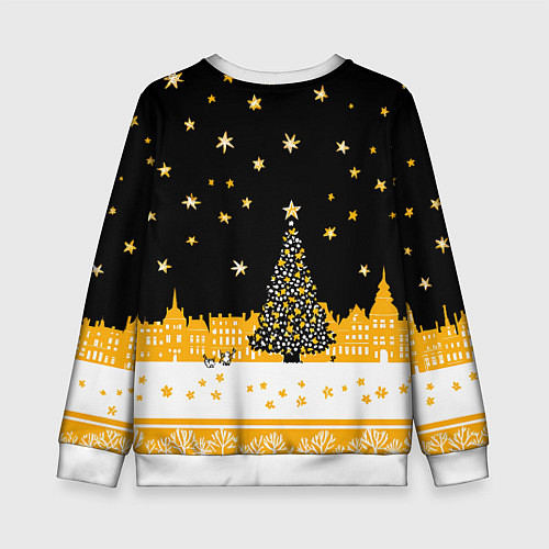 Детский свитшот Новый год в черно-желтом стиле / 3D-Белый – фото 2