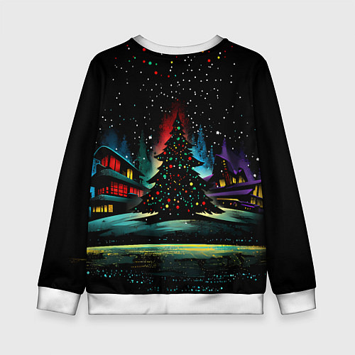 Детский свитшот Новый год на черном фоне / 3D-Белый – фото 2