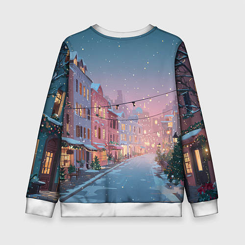 Детский свитшот Новогодняя улица / 3D-Белый – фото 2