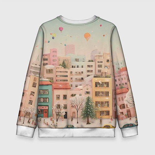 Детский свитшот Объемный новогодний город / 3D-Белый – фото 2