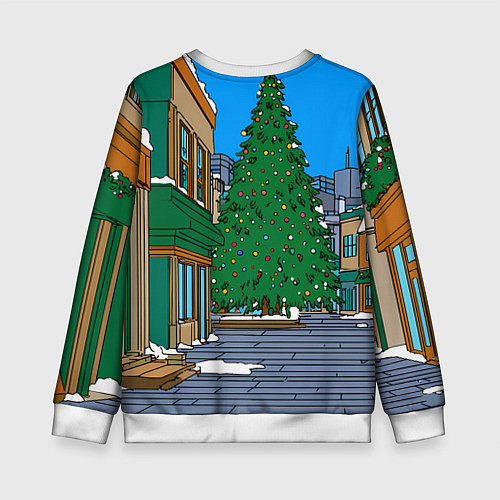 Детский свитшот Мультяшный новогодний двор / 3D-Белый – фото 2