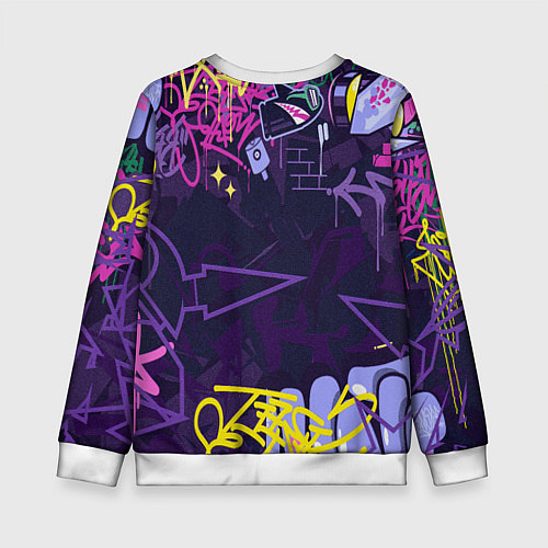 Детский свитшот Лошадь в очках граффити / 3D-Белый – фото 2