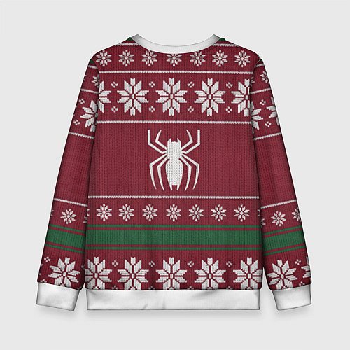 Детский свитшот Рождественский свитер Человека паука / 3D-Белый – фото 2