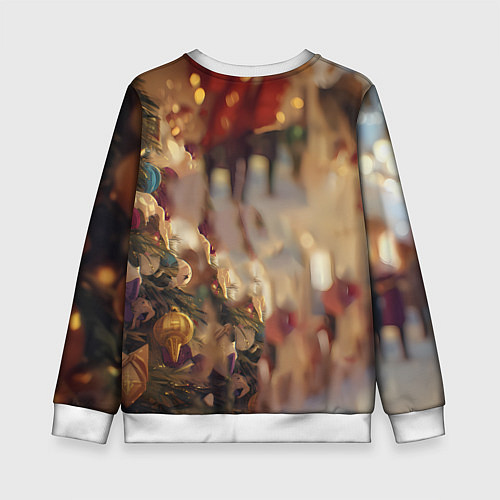 Детский свитшот Милая лошадка любуется елкой / 3D-Белый – фото 2