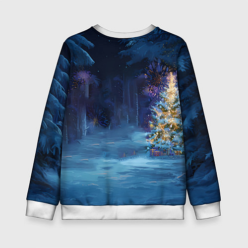 Детский свитшот Сияющая новогодняя лошадка / 3D-Белый – фото 2