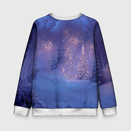 Детский свитшот Лошадь и новогодний салют / 3D-Белый – фото 2