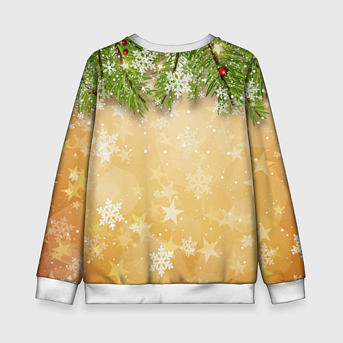 Детский свитшот Олень в шапке Санты / 3D-Белый – фото 2