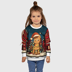 Свитшот детский Лошадка в новогодней гирлянде, цвет: 3D-белый — фото 2