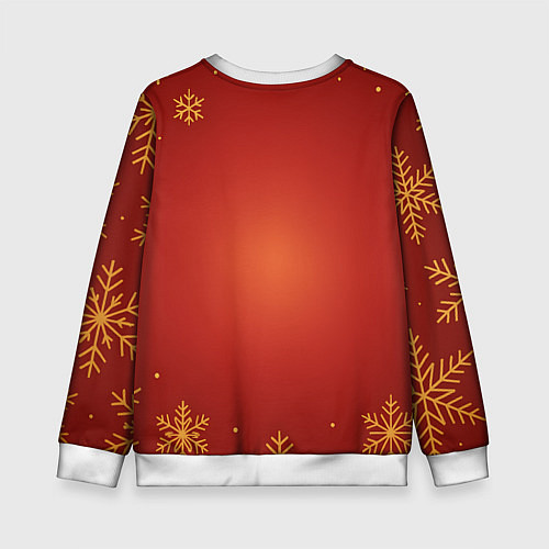 Детский свитшот Новогодняя лошадка 2026 на красном фоне / 3D-Белый – фото 2