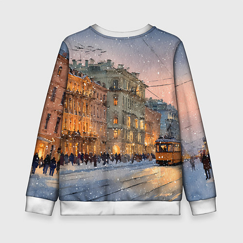 Детский свитшот Зимний Санкт-Петербург / 3D-Белый – фото 2