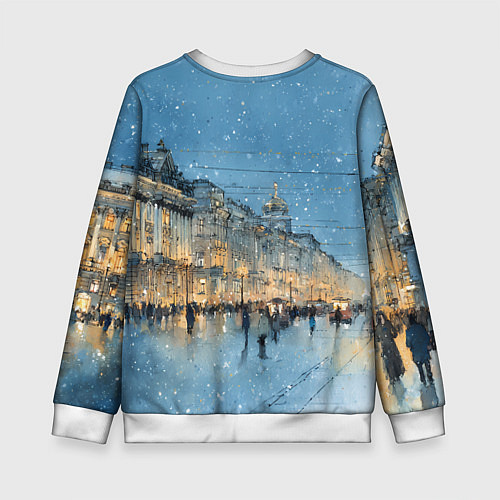 Детский свитшот Снежный вечер Санкт-Петербурга / 3D-Белый – фото 2