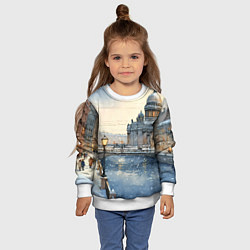 Свитшот детский Санкт-Петербург снежный день, цвет: 3D-белый — фото 2