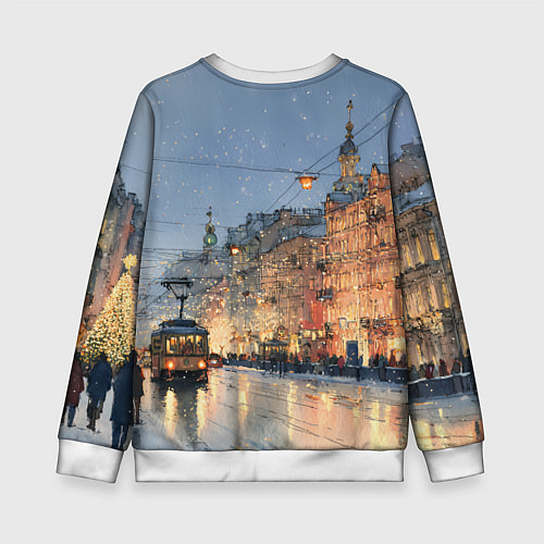 Детский свитшот Вечер Санкт-Петербурга / 3D-Белый – фото 2