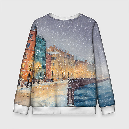 Детский свитшот Санкт-Петербург - снегопад / 3D-Белый – фото 2