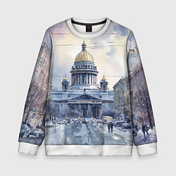 Свитшот детский Санкт-Петербург зимний город, цвет: 3D-белый