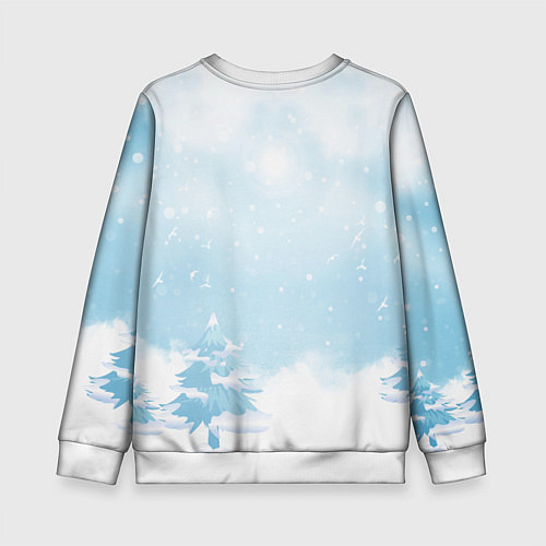 Детский свитшот Санта в зимнем лесу / 3D-Белый – фото 2
