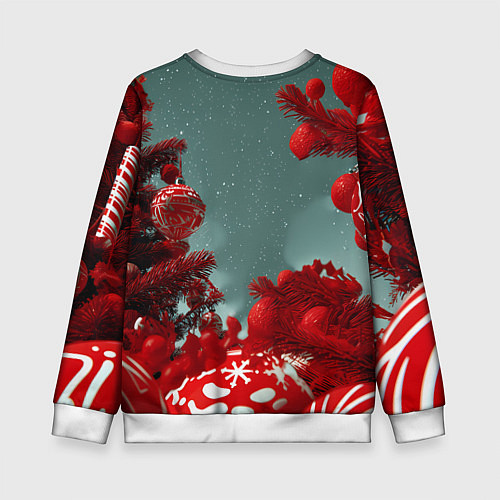 Детский свитшот Рыжий кот - Новый год / 3D-Белый – фото 2