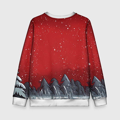 Детский свитшот Конь в новогодней шапке / 3D-Белый – фото 2