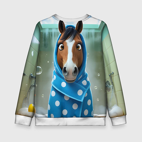 Детский свитшот Конь в полотенце / 3D-Белый – фото 2