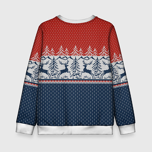 Детский свитшот Вязаный узор с оленями / 3D-Белый – фото 2