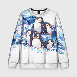 Свитшот детский Пингвины и лёд, цвет: 3D-белый