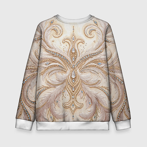 Детский свитшот Перламутровый орнамент с перьями / 3D-Белый – фото 2