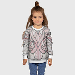 Свитшот детский Нежно розовый орнамент из перьев, цвет: 3D-белый — фото 2