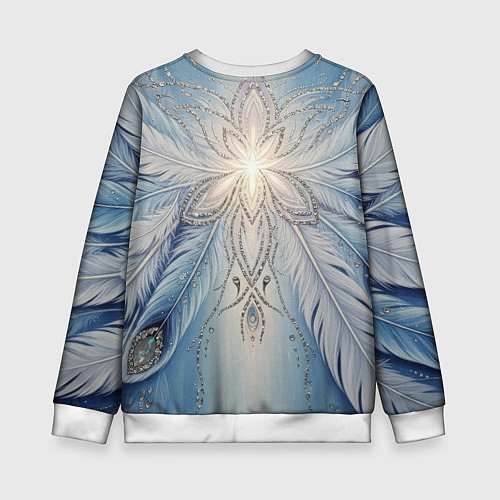 Детский свитшот Ледяной перьевой орнамент со светом / 3D-Белый – фото 2