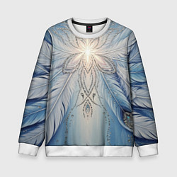 Свитшот детский Ледяной перьевой орнамент со светом, цвет: 3D-белый
