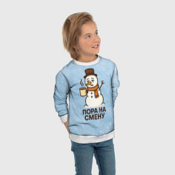 Свитшот детский Грустный снеговик - пора на смену, цвет: 3D-белый — фото 2
