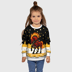 Свитшот детский Красная огненная лошадь панк 2026, цвет: 3D-белый — фото 2