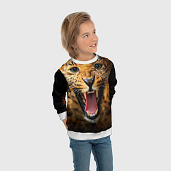 Свитшот детский Рык леопарда, цвет: 3D-белый — фото 2
