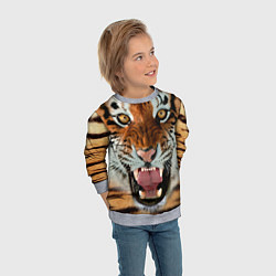 Свитшот детский Взгляд тигра, цвет: 3D-меланж — фото 2