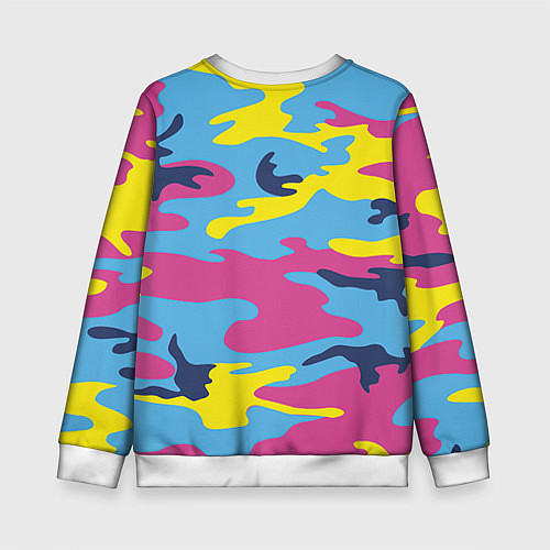 Детский свитшот Камуфляж: голубой/розовый/желтый / 3D-Белый – фото 2