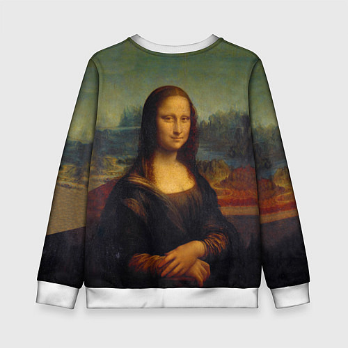 Детский свитшот Леонардо да Винчи - Мона Лиза / 3D-Белый – фото 2
