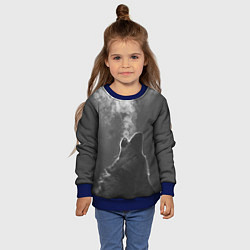 Свитшот детский Воющий волк, цвет: 3D-синий — фото 2