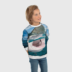 Свитшот детский Хищная акула, цвет: 3D-белый — фото 2