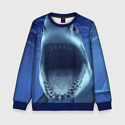Свитшот детский Белая акула, цвет: 3D-синий