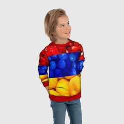 Свитшот детский Флаг Армении, цвет: 3D-красный — фото 2