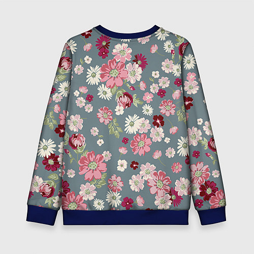 Детский свитшот Цветочки / 3D-Синий – фото 2