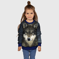Свитшот детский Зимний волк, цвет: 3D-синий — фото 2