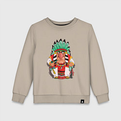 Свитшот хлопковый детский Забавные Индейцы 12, цвет: миндальный