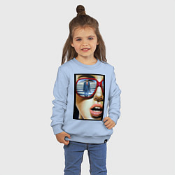Свитшот хлопковый детский Девушка в очках, цвет: мягкое небо — фото 2