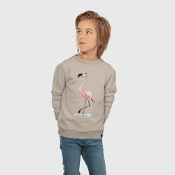 Свитшот хлопковый детский Гордый фламинго, цвет: миндальный — фото 2