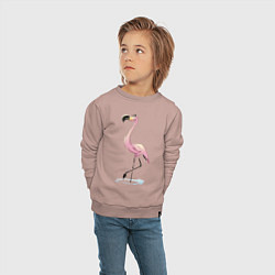 Свитшот хлопковый детский Гордый фламинго, цвет: пыльно-розовый — фото 2