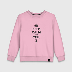 Свитшот хлопковый детский Keep Calm & Ctrl + Z, цвет: светло-розовый